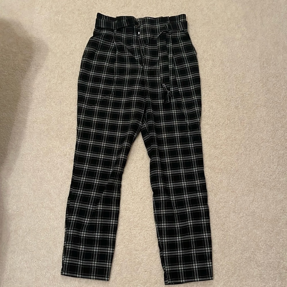 hollister loose fit plaid work trousers